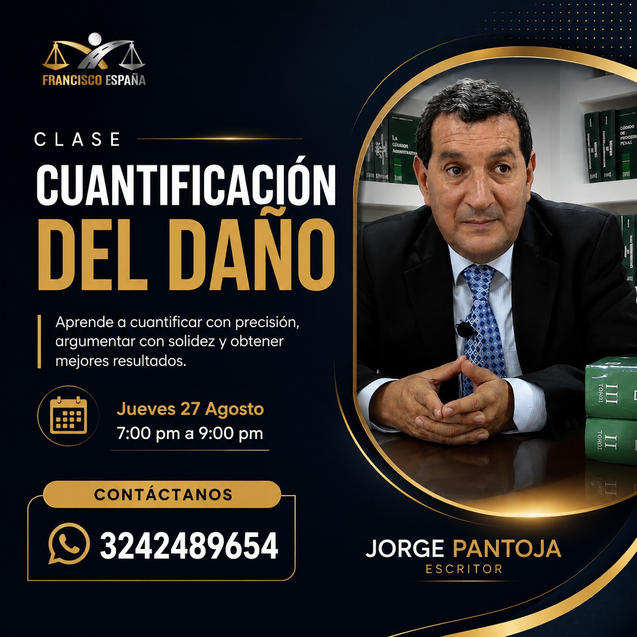Flyer del evento: Aprende a cuantificar daños en responsabilidad civil como un experto